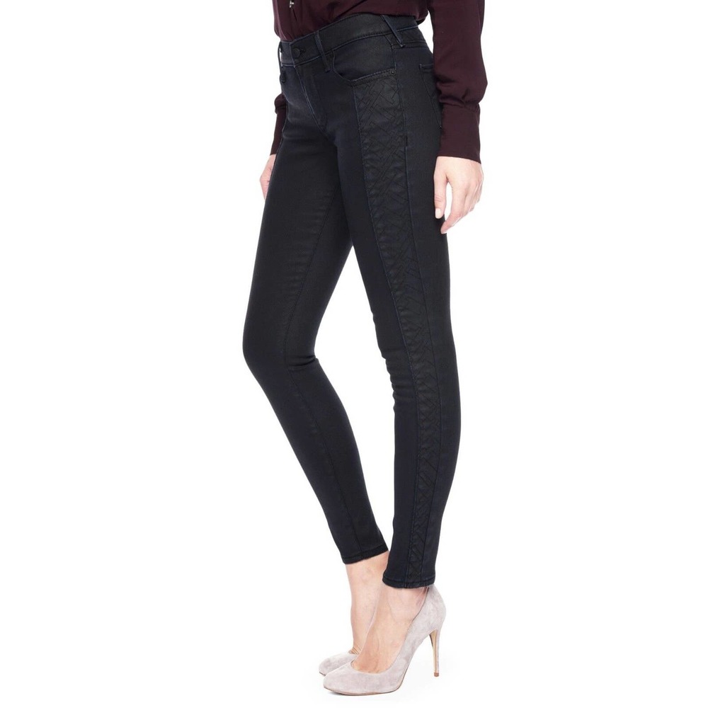 True Religion Halle Mid Rise Super Skinny Jeans Pants Coated Night 23 Nwt $268
